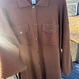 Ruby Rd. Tan Button-Up Jacket